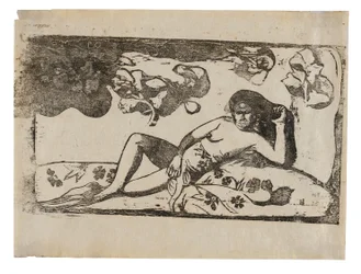 Te arii vahine-opoi (Mujer con mangos-cansada), de la serie de grabados tardíos en madera