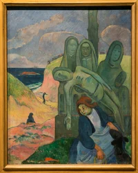 El Cristo Verde - Paul Gauguin - Museos Reales de Bellas Artes de Bélgica - Postimpresionismo - Calvario Bretón