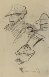 Tres estudios de un hombre con sombrero (recto)