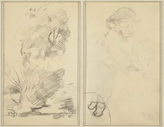 Árboles; boceto de un niño bretón (reverso)