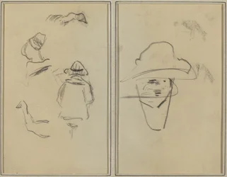 Dos figuras bretonas y estudios de dos gansos; Hombre con sombrero (verso)