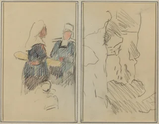 Dos mujeres bretonas; Paisaje [recto]