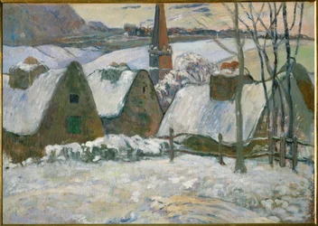 Pueblo bretón bajo la nieve (óleo sobre lienzo)