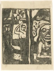 Mujer recogiendo fruta y el salvaje