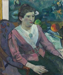 Mujer ante un bodegón de Cezanne
