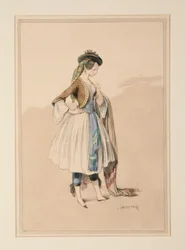 Traje de Gavarni, ejecutado por Moreau, ...
