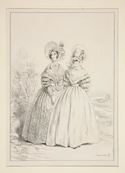 MAYO DE 1837. Gorro (sic) con cordón y ramo de violetas; ...