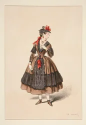 Portuguesa. Corpiño y falda de seda, ...