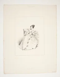 VESTIDO DE BOLA. Peinado Jouenne, flores Nattier.