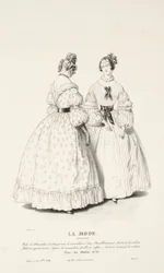 Vestido de muselina con dibujo brochado, adornado con un volante à tête, ...