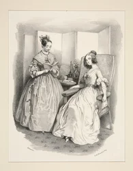Aseos de noche. Vestidos de tejidos de seda. Cintas de terciopelo.