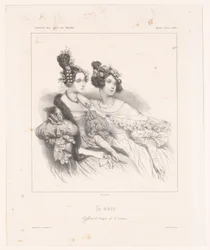 Dos peinados de mujer para combinar con vestidos de noche Le soir (título sobre objeto)