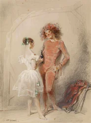Dos bailarinas entre bastidores