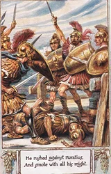 Se lanzó contra Horacio y lo golpeó con todas sus fuerzas, ilustración de 