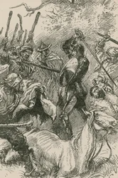 Los Yangueses, viéndose así rudamente tratados, se dirigieron a sus palancas y bastones de carga