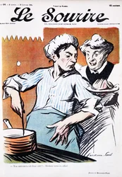 Dos cocineras domésticas ante un fogón