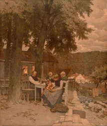 Familia en el jardín