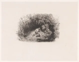 Impresión del título con un hombre leyendo con un perro en un bosque
Varias representaciones de Paul Huet (título de la serie)
Six Eaux-Fortes (título de la serie)