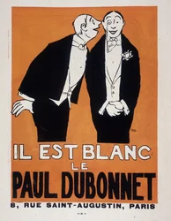 Publicidad de alcoholes Paul Dubonnet por Paul Iribe (dos hombres en traje de noche), Le Temoin, 28/12/1907