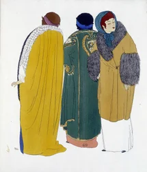 Creación de Paul Poiret de “Los vestidos de Paul Poiret”, dibujo por Paul Iribe. 1911