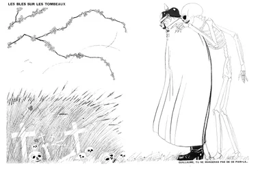 La muerte diciéndole al Kaiser Wilhelm que nunca comerá pan hecho con trigo cultivado en los cadáveres y tumbas de los soldados franceses, 13 de abril de 1916