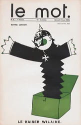 Uno de «La palabra», que representa al káiser Guillermo II como un juguete diabólico en una caja - Dibujo de Paul Iribe (1883-1935), 1915