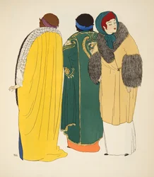 Tres abrigos de Les Robes de Paul Poiret pub. 1908