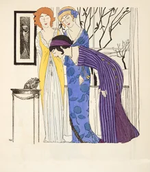 Tres vestidos de línea imperio de Les Robes de Paul Poiret pub. 1908
