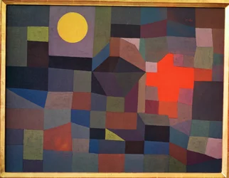 Fuego en luna llena (pintura sobre lienzo)