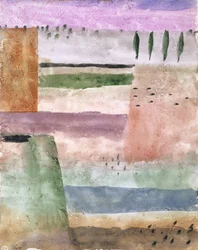 Paisaje con álamos