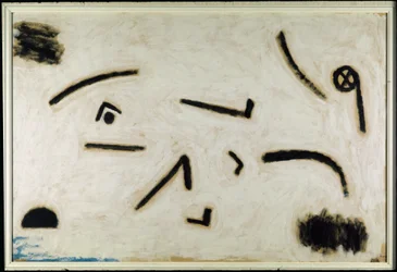 Sin título (signos sobre fondo negro), C.1940 (color y cola sobre papel)