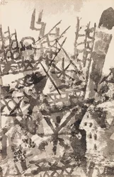 La guerra marchando sobre una localidad, 1914