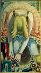 Bailarina inclinada con falda rosa