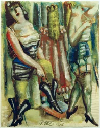 Tres mujeres en el vestuario