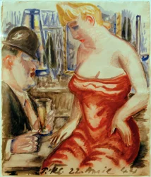 Mujer con vestido rojo