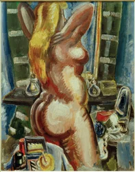 Desnudo de pie frente al espejo