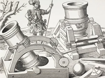 Morteros del siglo XVI sobre carros móviles.