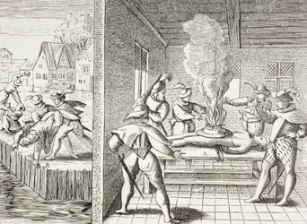 Propaganda del siglo XVI que ilustra la violencia de los gueux contra los católicos.