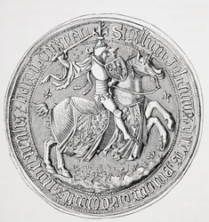Sello de Jean Ii, duque de Borgoña, conde de Nevers y barón de Donzy 1371 - 1419.