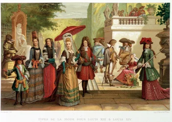 Tipos de moda bajo Luis XIII y Luis XIV - en “siglo XVII - Instituciones: usos y costumbres, Francia 1590-1700” por Paul Lacroix
