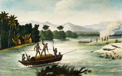 Río Magdalena, Colombia, grabado de Paul Legrand de Viajes por la República de Colombia en los años 1822 y 1823, de Gaspard Theodore Mollien (1796-1872), América del Sur