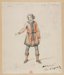 Gounod - La monja sangrienta - Cuatro modelos de vestuario de Paul Lormier - 1. aldeana bohemia