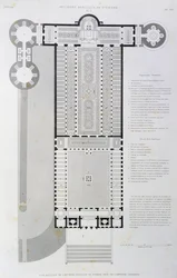 Plano restaurado de la Antigua Basílica construida por el emperador Constantino, grabado del Vaticano y de la Basílica de San Pedro