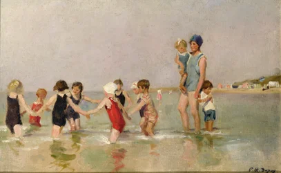 Niños bañándose (óleo sobre lienzo)
