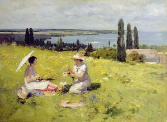 Recogiendo flores (óleo sobre lienzo)