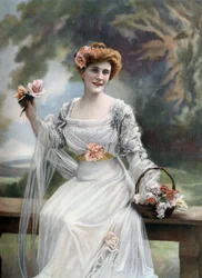 La comediante francesa Melle Sylvie, París, foto de Paul Nadar del periódico francés "Le Theatre" del 11 de marzo.
