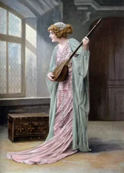 La cantante de ópera Marguerite Carre (1880-1947) como Orlanda en la ópera "La reine fiammette" en París, foto de Paul Nadar del periódico francés "Le Theatre" del 11 de octubre.