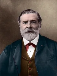 Retrato de Étienne-Jules Marey (1830-1904); científico y cronofotógrafo inglés; inventor del esfigmógrafo y pionero de la fotografía y el cine. Foto de Nadar, Paul (1856-1939). Coloreado digital.