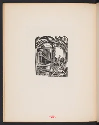 Ilustración de "Lugares. 7 estampas reproducidas a partir de planchas de madera diseñadas y grabadas por Paul Nash, con ilustraciones en prosa". Londres, William Heinemann, endpaper