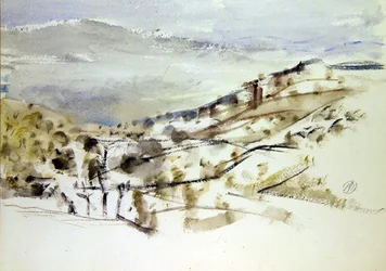 Paisaje emergente, nº 3 (acuarela y tiza sobre papel)